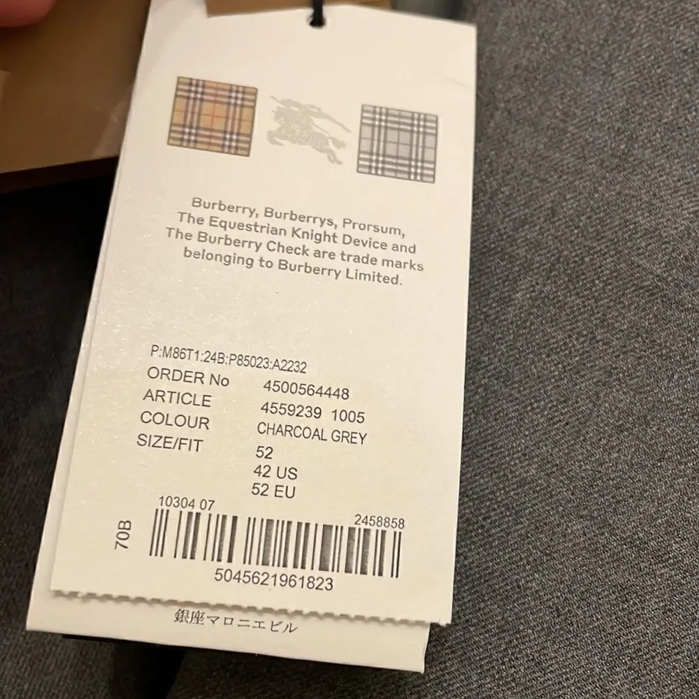 Burberry Charcoal Grey English Fit Wool Tailored Jacket With Cargo Belt Detail